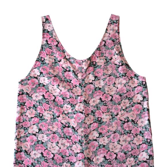 Retro Pink Floral Romper Overalls - Medium Size, 1980s Fashion - Picture 2 of 6